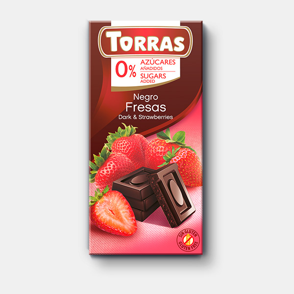 Шоколад Torras, Dark with Strawberries, 75г
